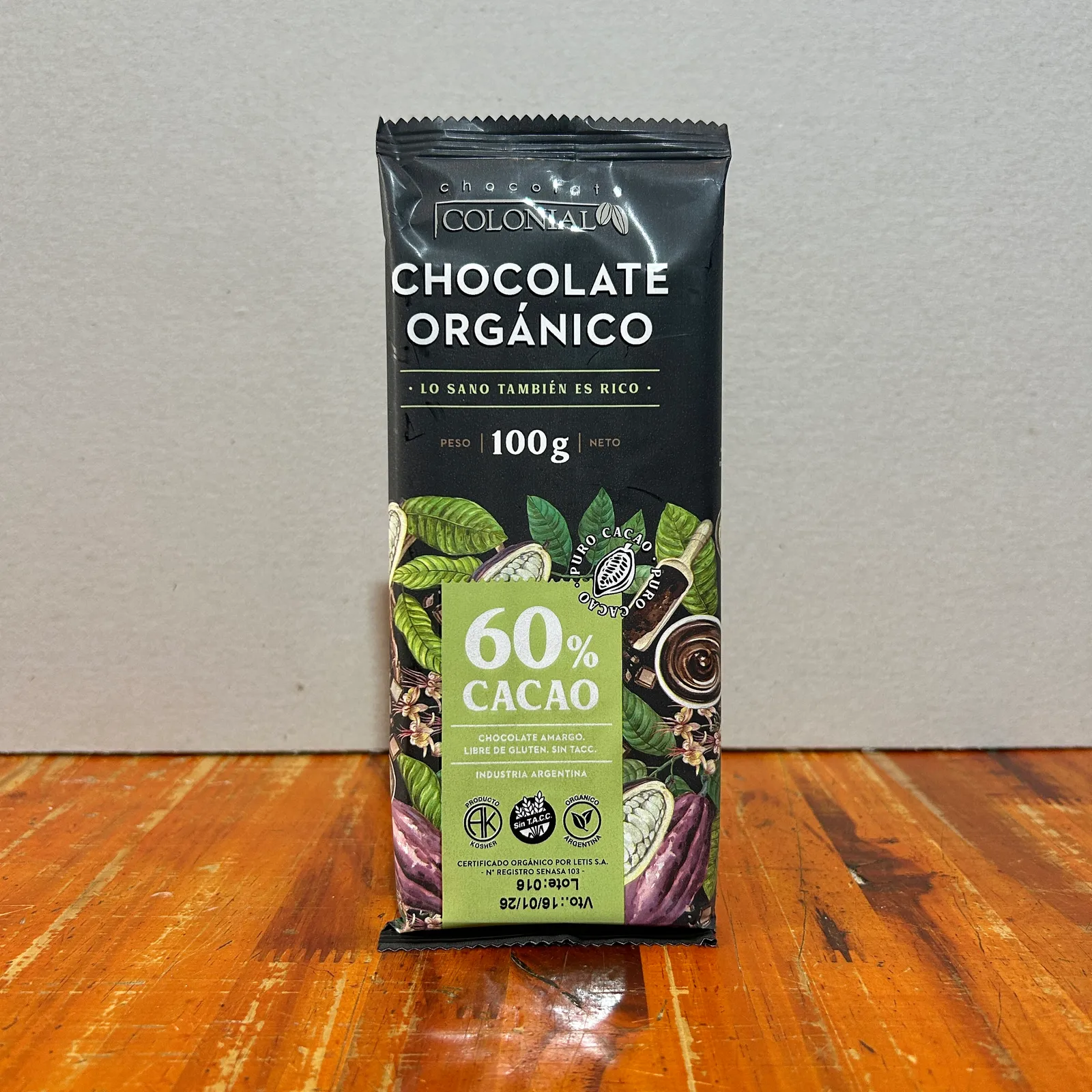 Chocolate COLONIAL 60% Puro cacao 100g